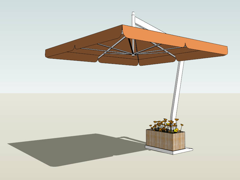 Orange Patio Umbrella with Base sketchup model preview - SketchupBox