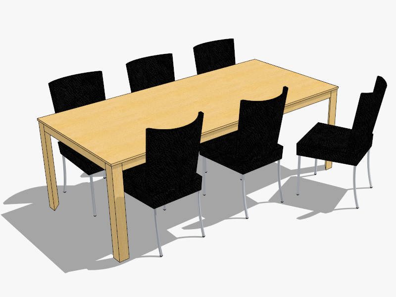 7 Piece Dining Table Set sketchup model preview - SketchupBox