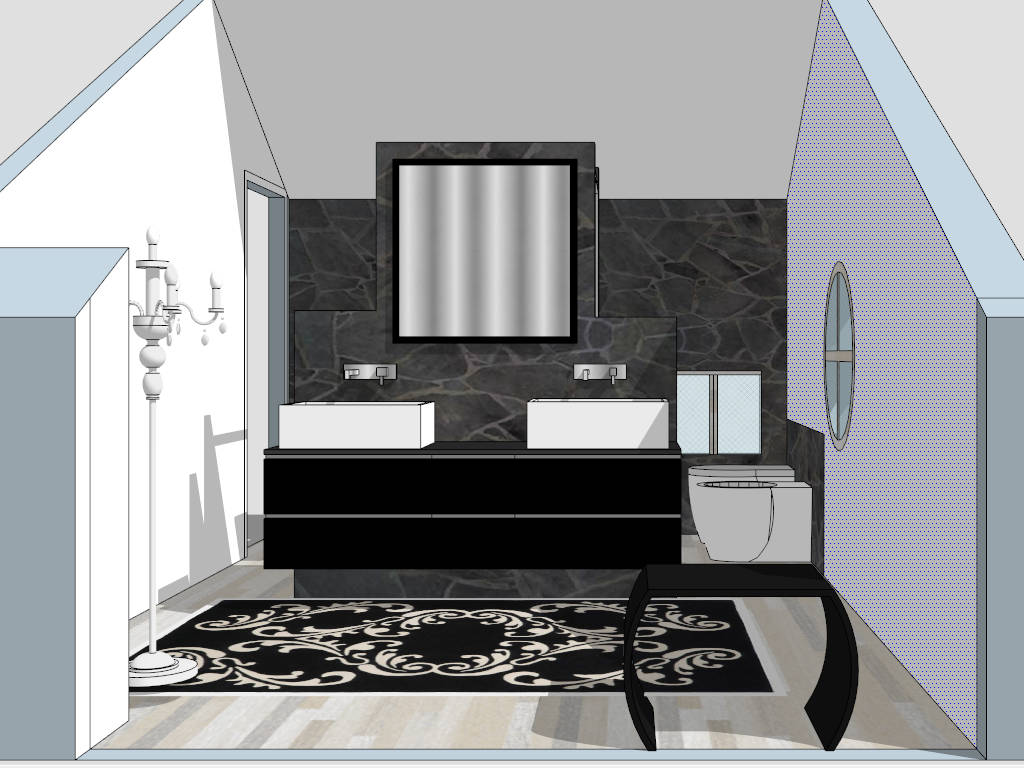 Black Bathroom Design Idea sketchup model preview - SketchupBox