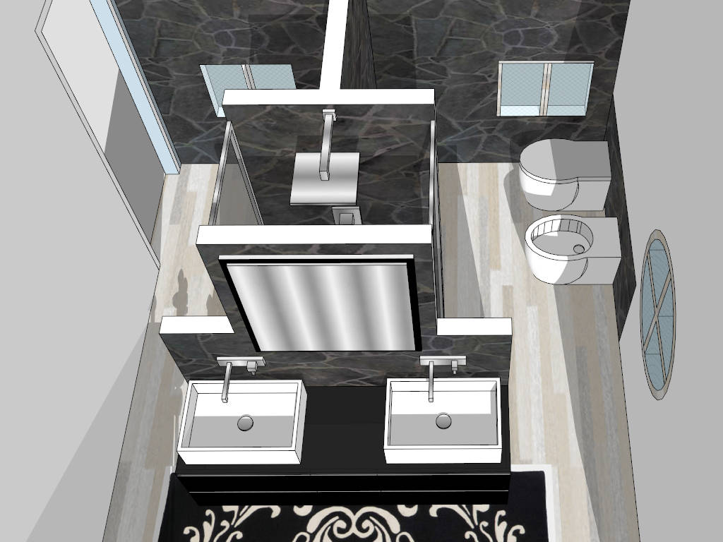 Black Bathroom Design Idea sketchup model preview - SketchupBox