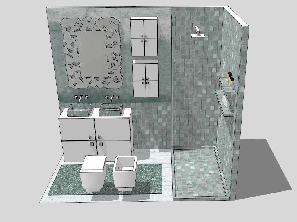 Grey and Green Bathroom Idea sketchup model preview - SketchupBox