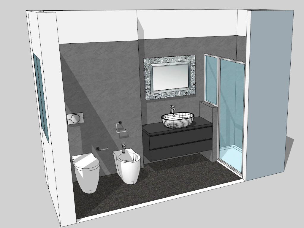 Gray Bathroom Design Idea sketchup model preview - SketchupBox