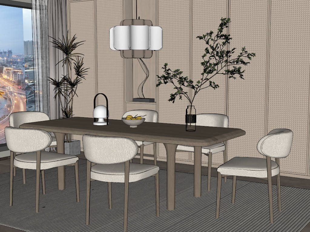 Wabi-sabi Dining Room Idea sketchup model preview - SketchupBox