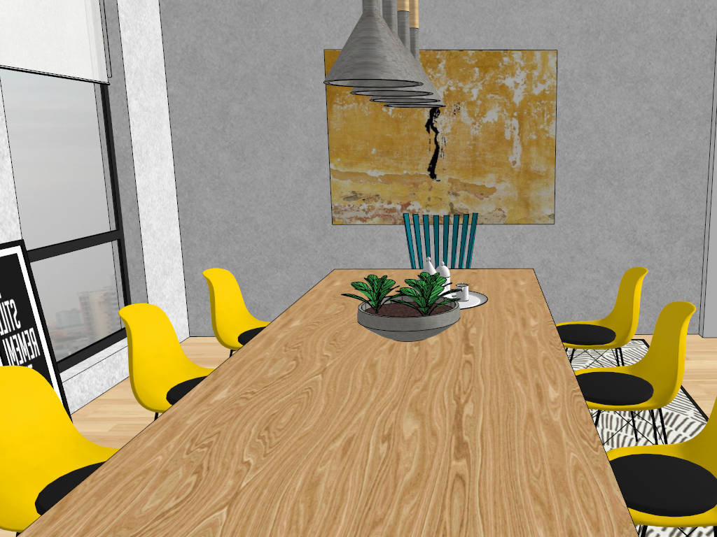 Modern Loft Dining Room Idea sketchup model preview - SketchupBox