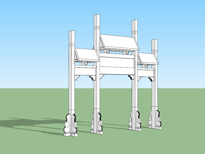 Paifang Chinese Gate sketchup model preview - SketchupBox