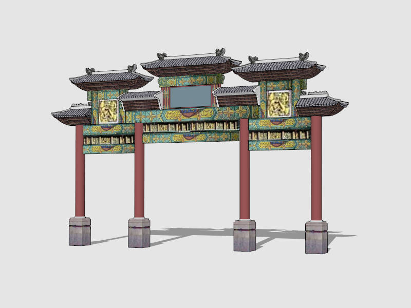 Paifang Archway sketchup model preview - SketchupBox