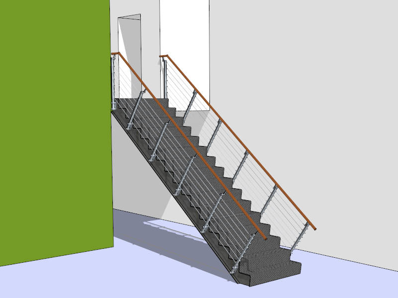 Commercial Metal Stair sketchup model preview - SketchupBox