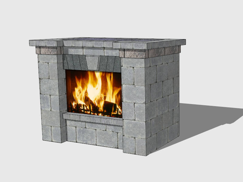 Outdoor Brick Fireplace sketchup model preview - SketchupBox