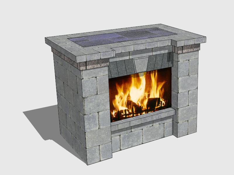 Outdoor Brick Fireplace sketchup model preview - SketchupBox