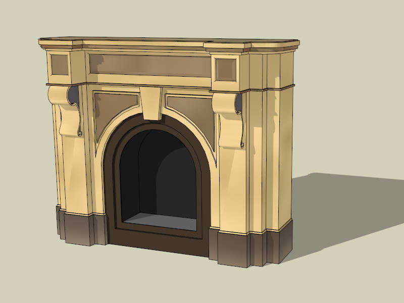 Traditional Fireplace Mantel sketchup model preview - SketchupBox