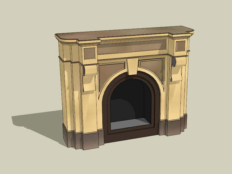 Traditional Fireplace Mantel sketchup model preview - SketchupBox