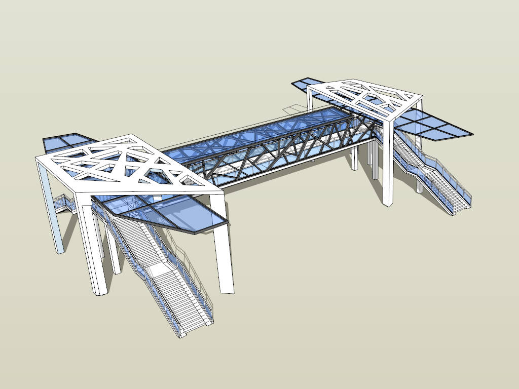 City Pedestrian Bridge sketchup model preview - SketchupBox