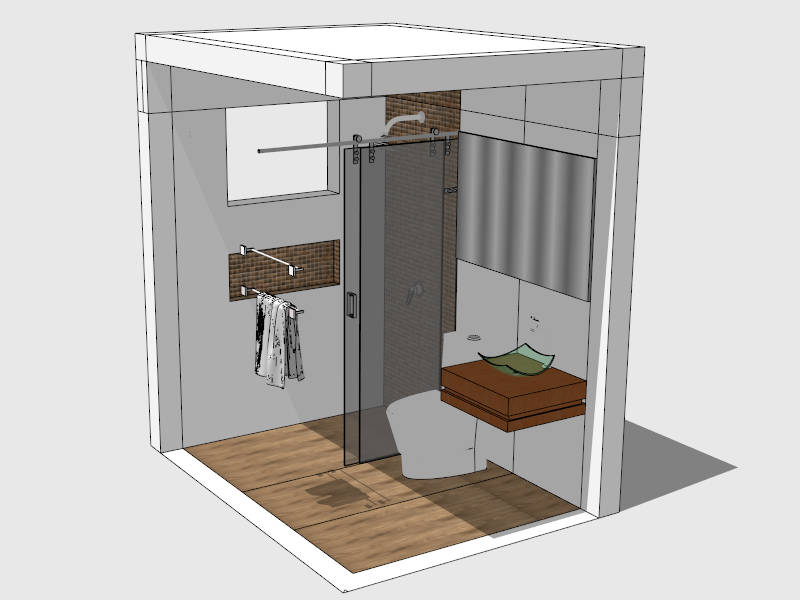 Small Bathroom with Stand Up Shower sketchup model preview - SketchupBox