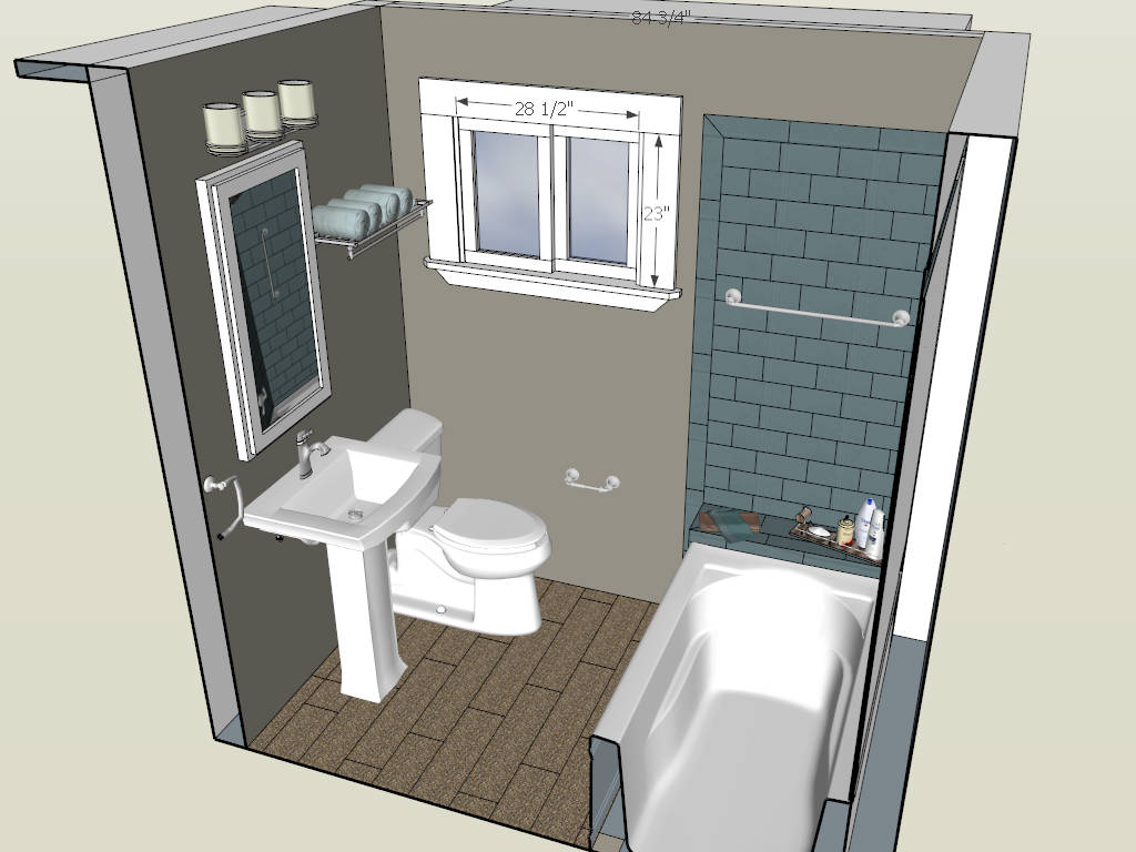 Small Bathroom Idea with Bathtub sketchup model preview - SketchupBox
