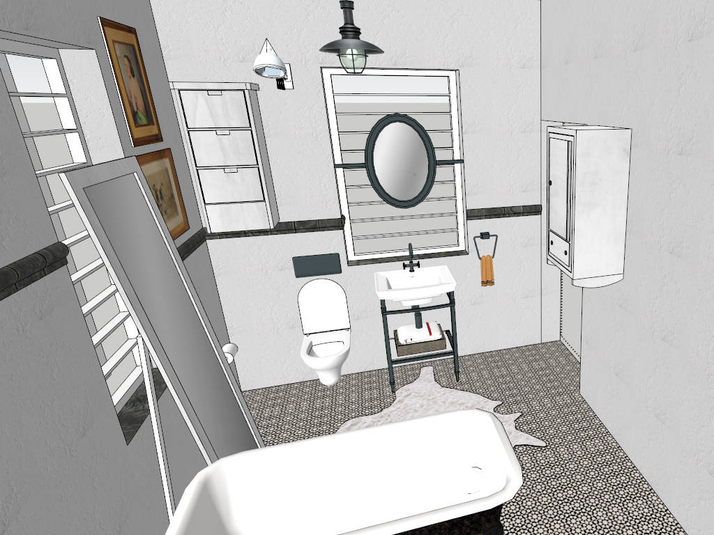 Country Cottage Bathroom Idea sketchup model preview - SketchupBox
