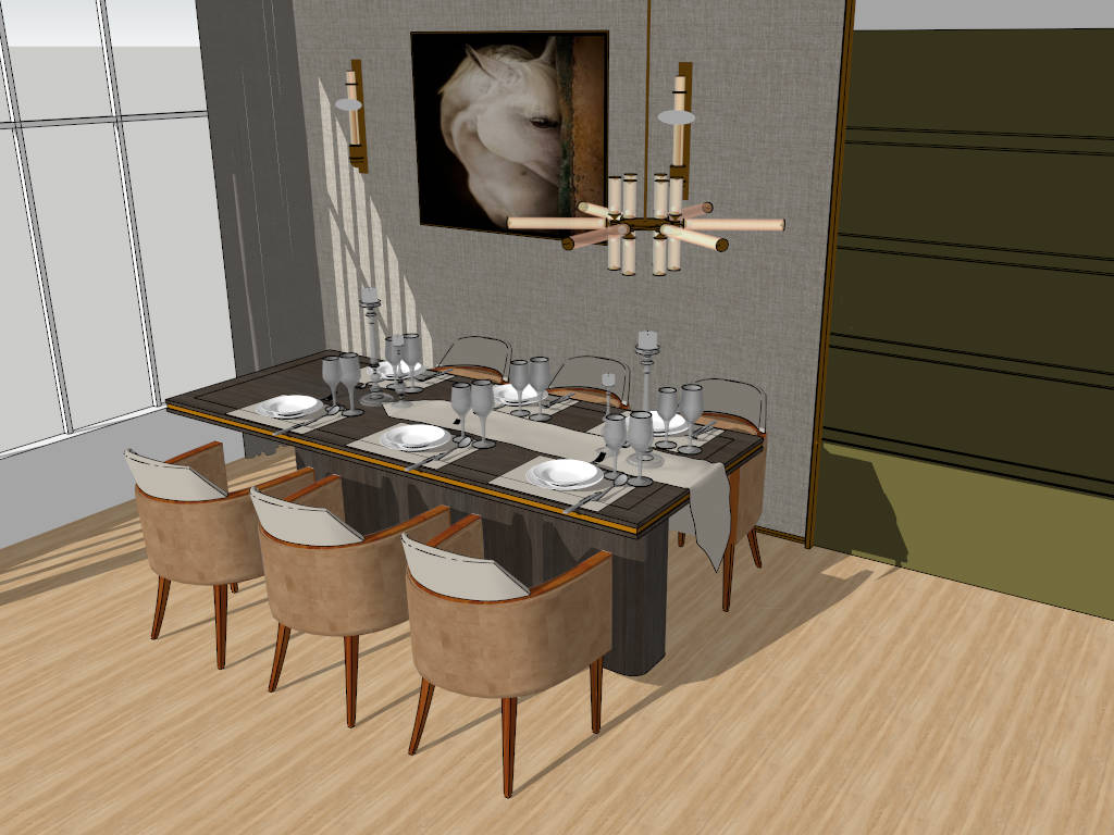 Luxury Dining Room Furniture Set sketchup model preview - SketchupBox