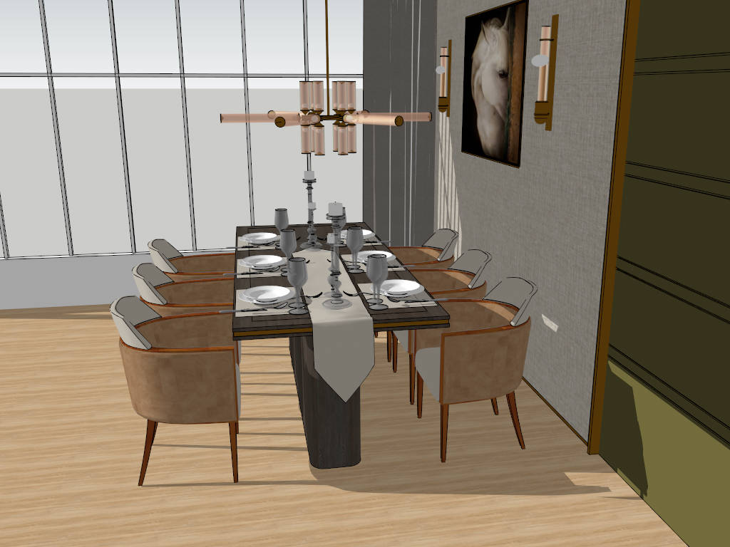 Luxury Dining Room Furniture Set sketchup model preview - SketchupBox