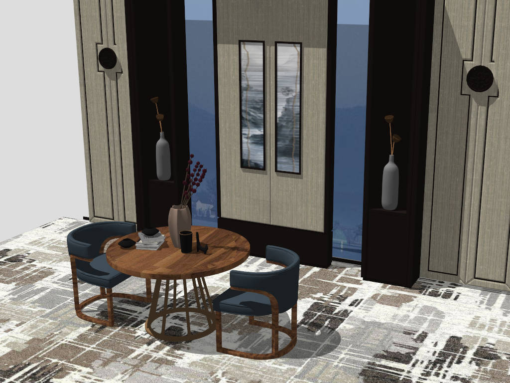 Living Room with Accent Wall Idea sketchup model preview - SketchupBox