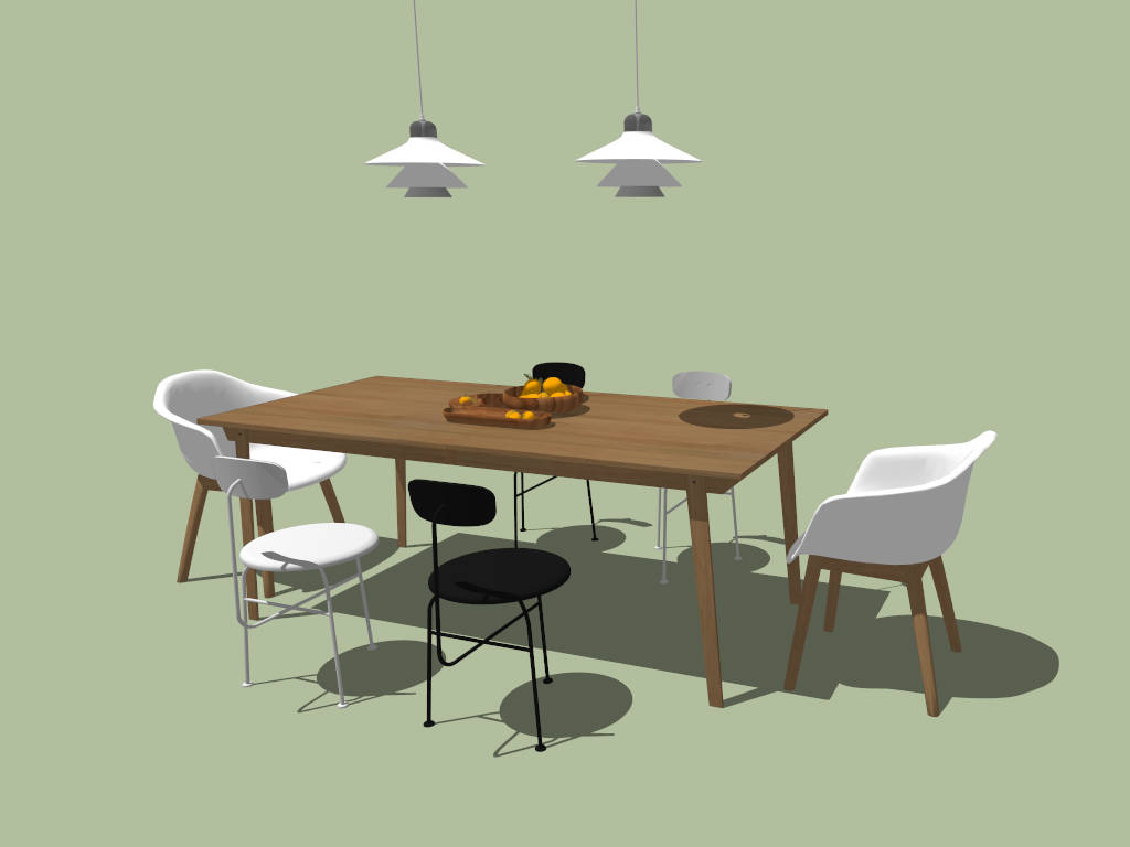 Industrial Modern Dining Set SketchUp 3D Model .skp File Download ...