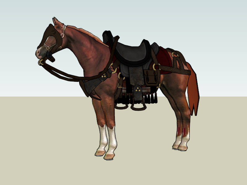 Horse with Saddle and Bridle sketchup model preview - SketchupBox