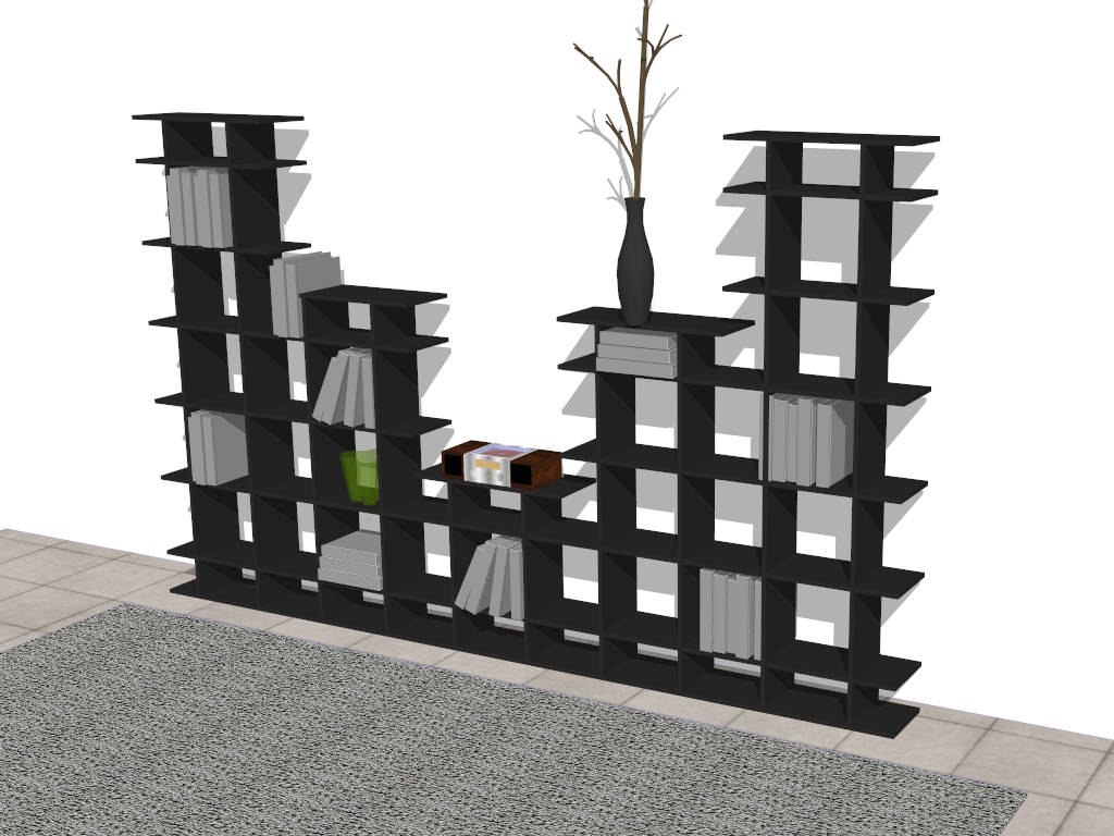 Large Grid Bookshelf sketchup model preview - SketchupBox