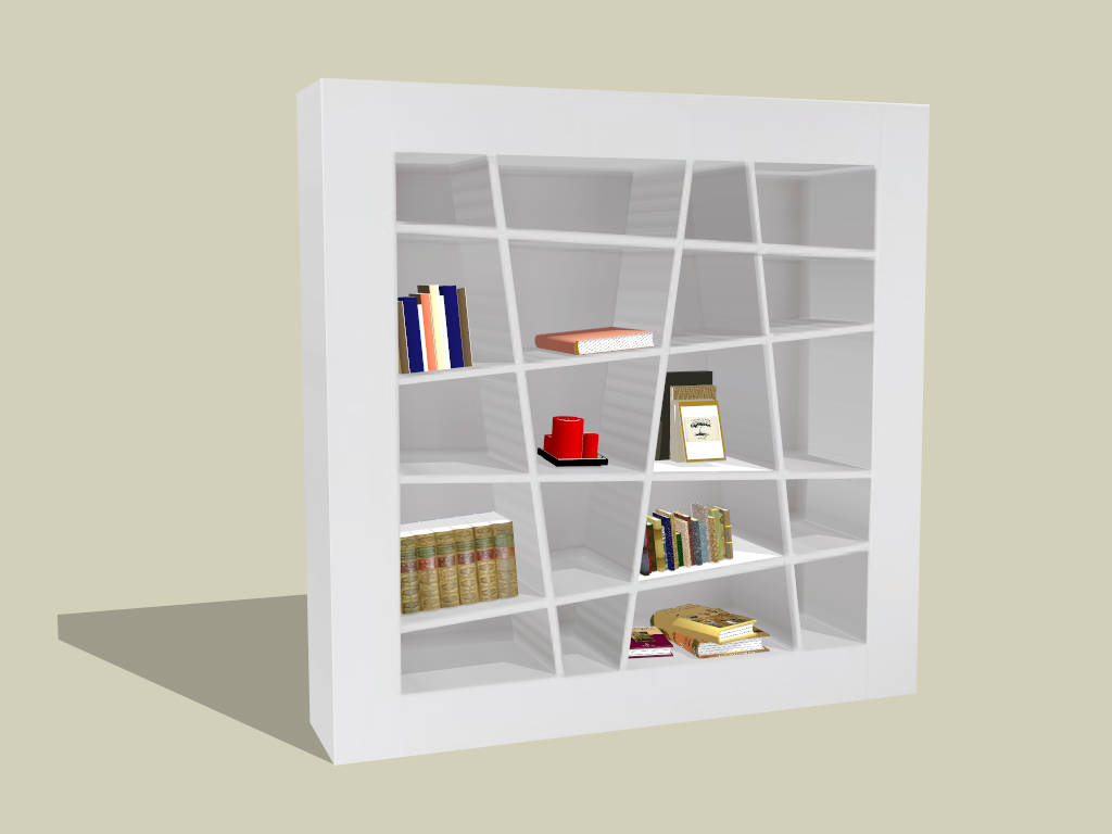 White Decorative Bookshelf sketchup model preview - SketchupBox