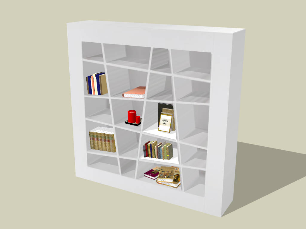 White Decorative Bookshelf sketchup model preview - SketchupBox