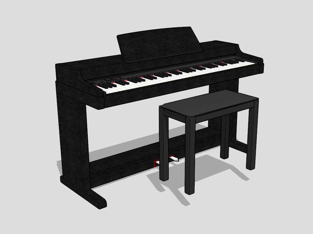 Electric Organ Piano sketchup model preview - SketchupBox