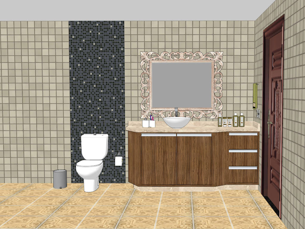 Medium Bathroom Design Idea sketchup model preview - SketchupBox