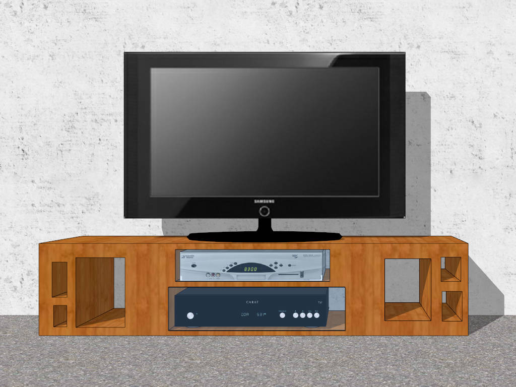 Retro Television and Media Console sketchup model preview - SketchupBox