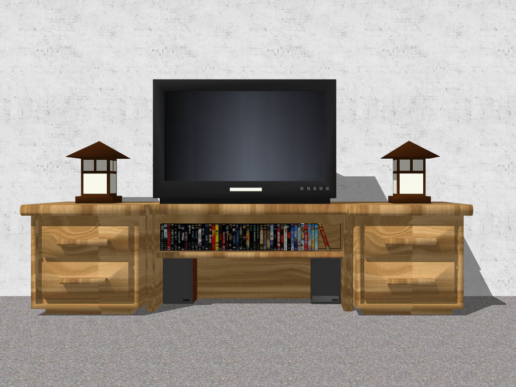 Rustic Country Media Cabinet sketchup model preview - SketchupBox