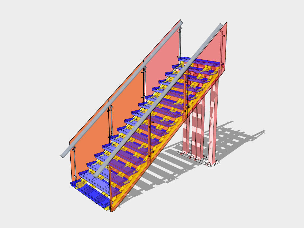 Colored Glass Staircase sketchup model preview - SketchupBox