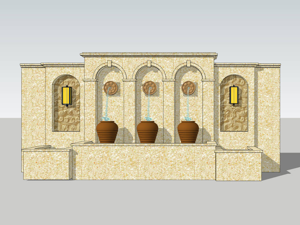 Wall Fountain Landscaping Idea sketchup model preview - SketchupBox