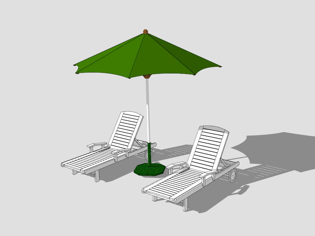 Deck Sun Loungers and Umbrella sketchup model preview - SketchupBox