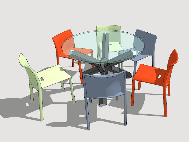 Glass Dining Table Set sketchup model preview - SketchupBox