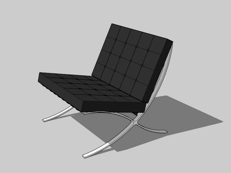 Black Barcelona Chair sketchup model preview - SketchupBox