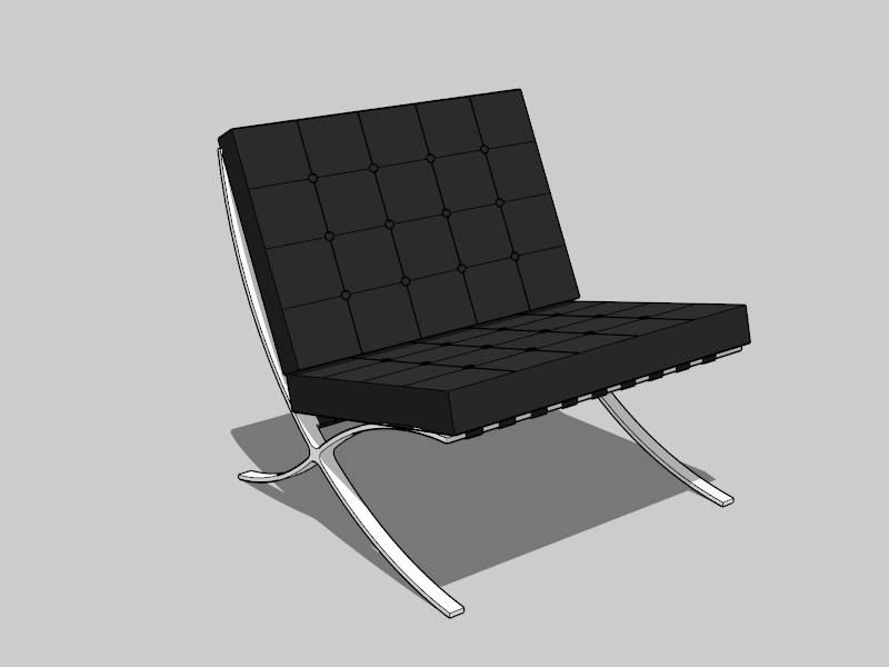 Black Barcelona Chair sketchup model preview - SketchupBox