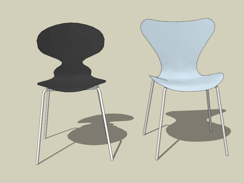 Arne Jacobsen Chairs sketchup model preview - SketchupBox