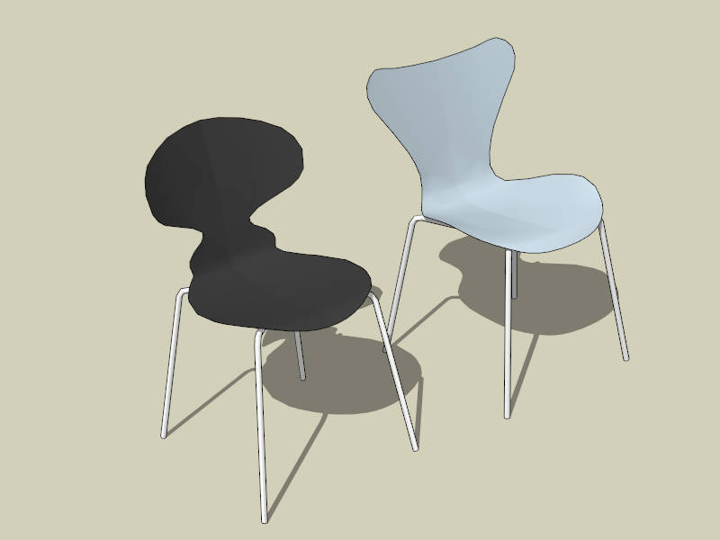 Arne Jacobsen Chairs sketchup model preview - SketchupBox