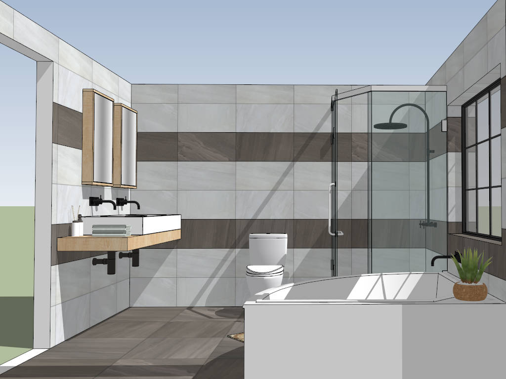 Square Bathroom Layout Idea sketchup model preview - SketchupBox