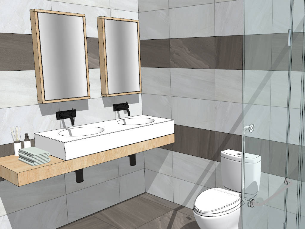Square Bathroom Layout Idea sketchup model preview - SketchupBox