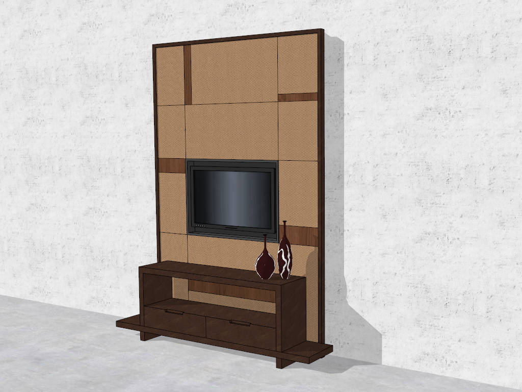 TV Accent Wall Living Room sketchup model preview - SketchupBox