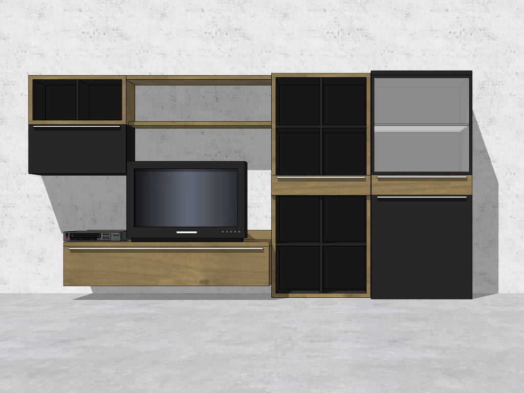 TV Wall Unit with Storage sketchup model preview - SketchupBox