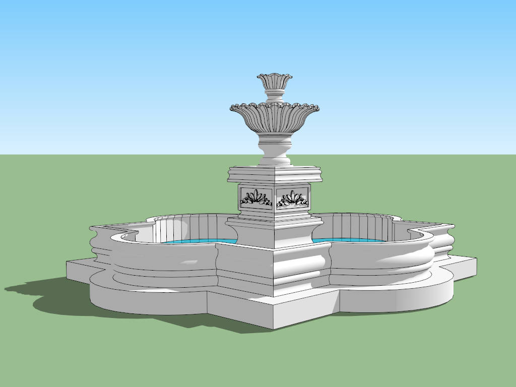 Large Outdoor Fountain sketchup model preview - SketchupBox