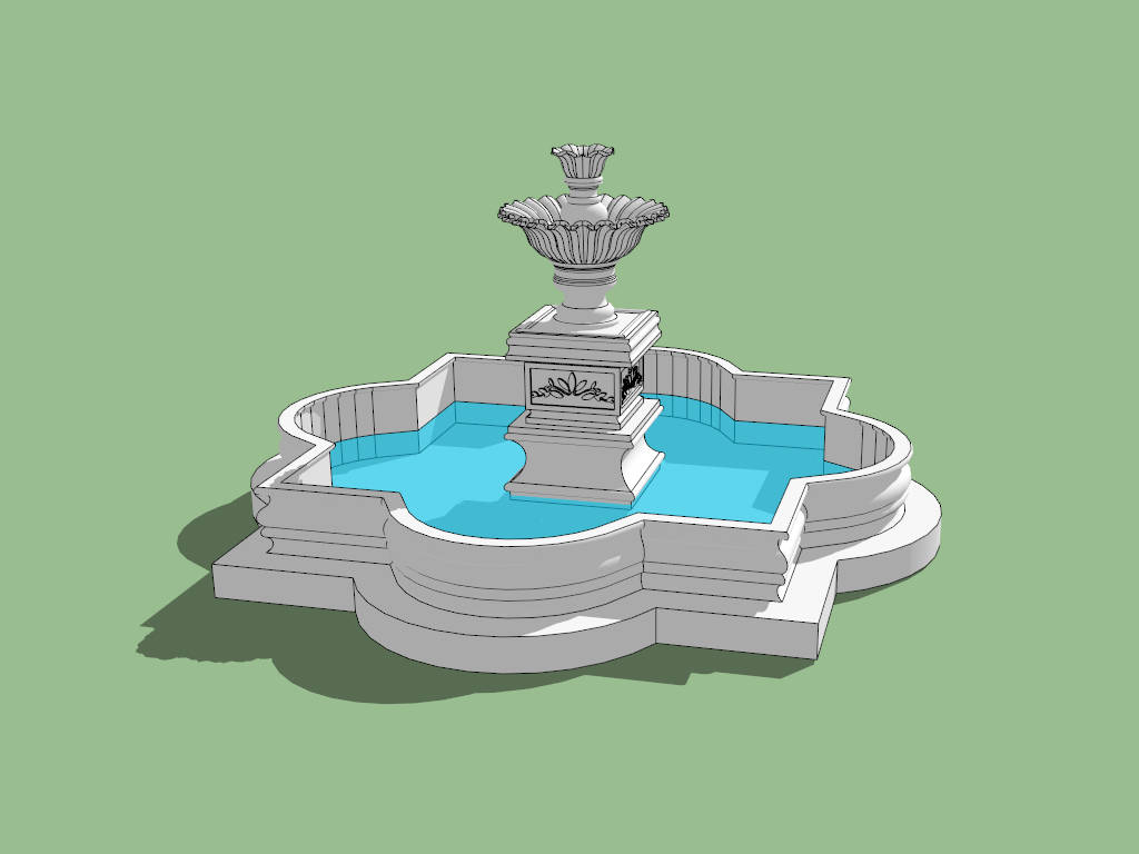 Large Outdoor Fountain sketchup model preview - SketchupBox