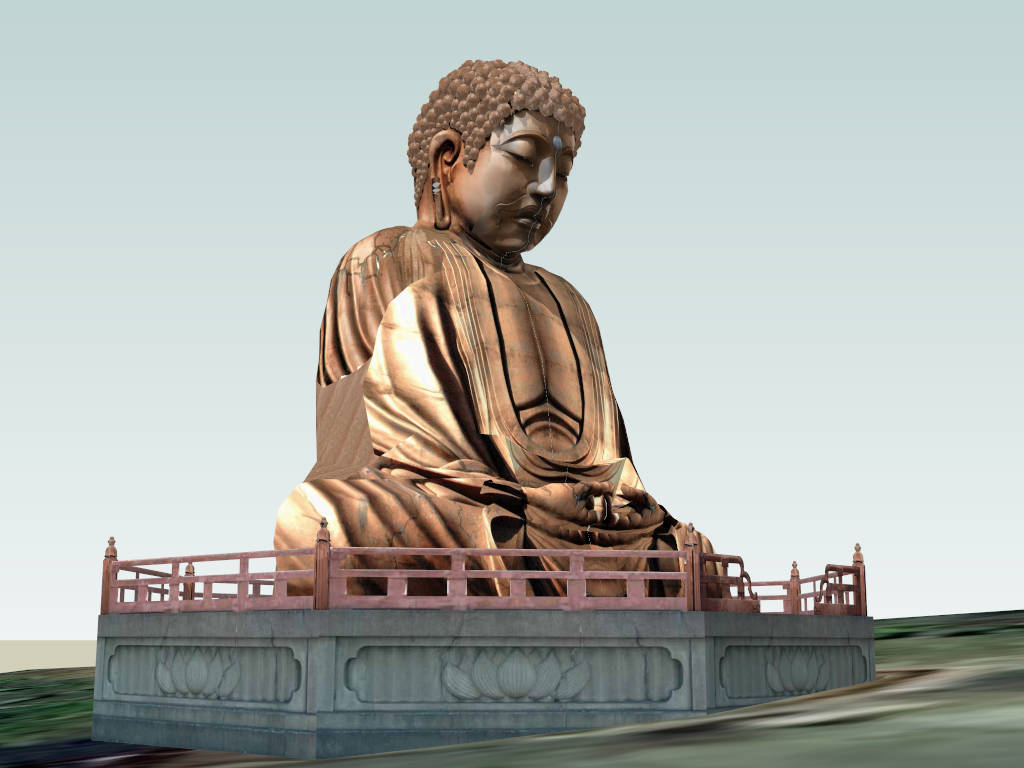 Large Golden Buddha Statue sketchup model preview - SketchupBox
