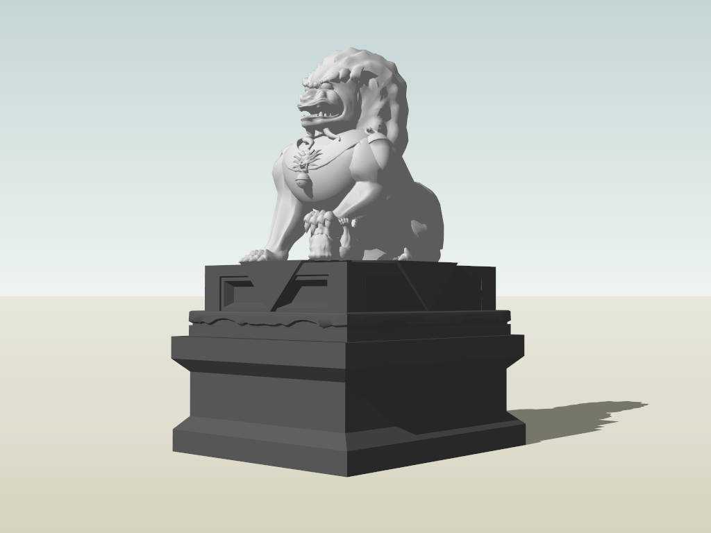 Outdoor Stone Lion Statue sketchup model preview - SketchupBox