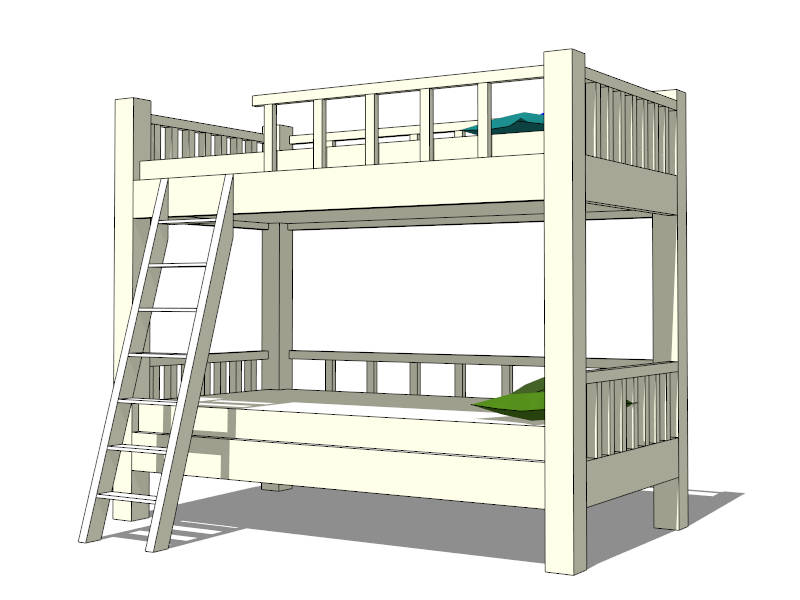 Bunk Bed With Stairs sketchup model preview - SketchupBox