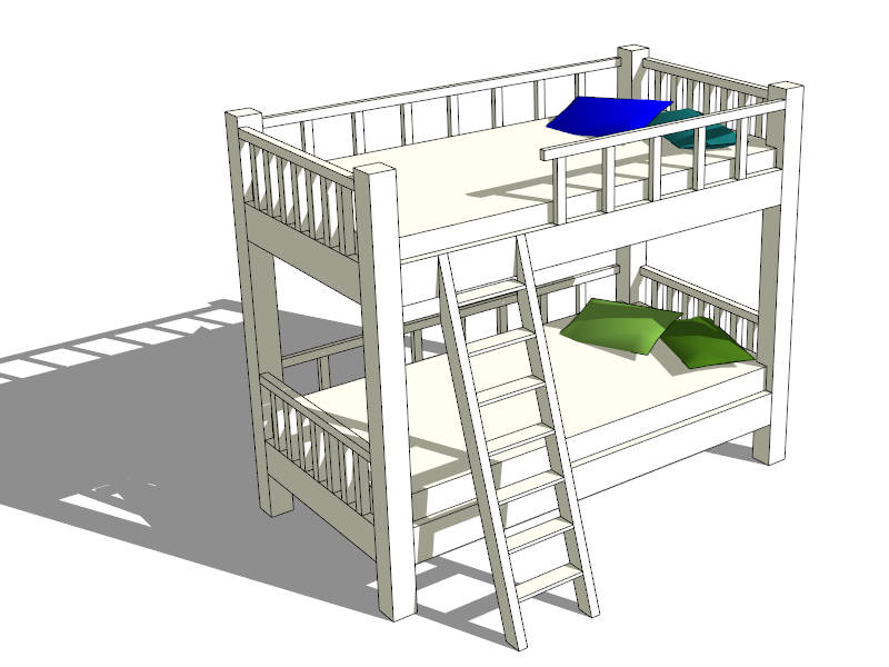 Bunk Bed With Stairs sketchup model preview - SketchupBox