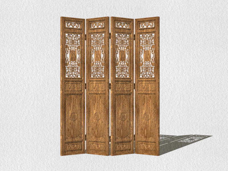 Antique Chinese Screen Room Divider sketchup model preview - SketchupBox